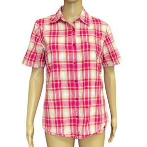 2014 Dickies Pink Plaid Button Down Shirt Size Small